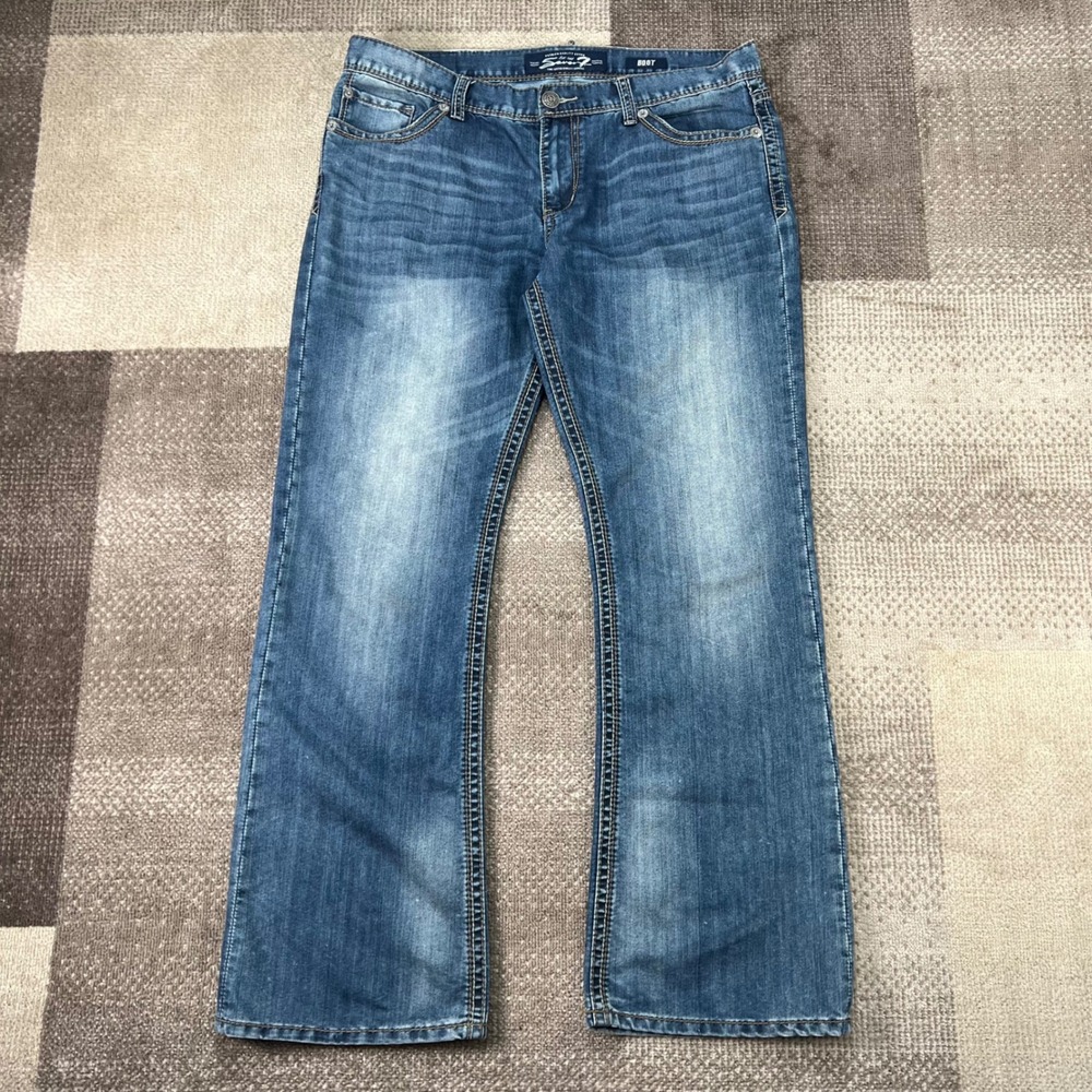 Seven7 Mens Bootcut Jeans Blue Medium Wash Denim Size 38x34 Boho Western
